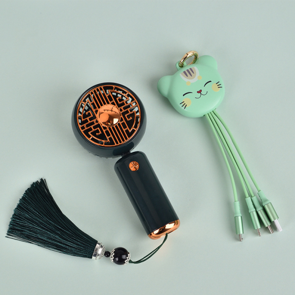 國(guó)潮風(fēng)商務(wù)禮盒兩件套 小風(fēng)扇+招財(cái)貓數(shù)據(jù)線 商務(wù)禮品送什么