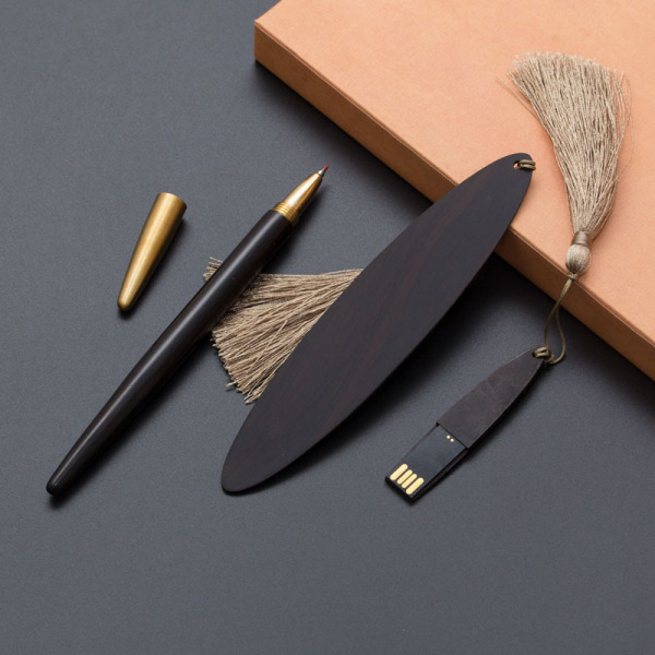 中國風特色伴手禮三件套 書簽+16GU盤+簽字筆 創(chuàng)意文具禮盒