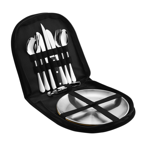 不銹鋼便攜式餐具套裝 戶(hù)外野餐包餐具套裝 企業(yè)定制