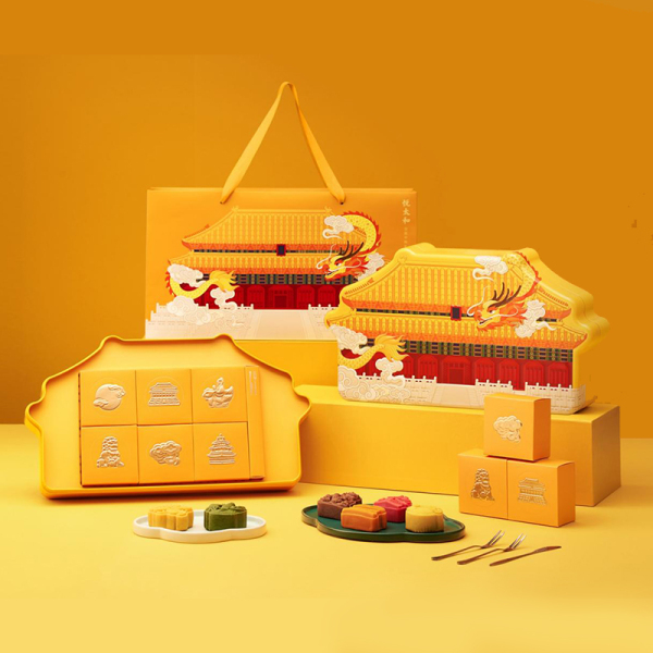 2022宮廷中秋禮盒 太和殿馬口鐵禮盒+四口味八月餅+手提袋+刀叉 國風中秋禮品