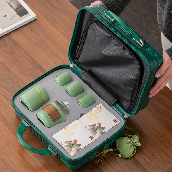 【粽情套裝】端午行李箱茶禮套裝 一壺三杯+茶葉罐+茶盤+白茶 商務(wù)定制禮品1