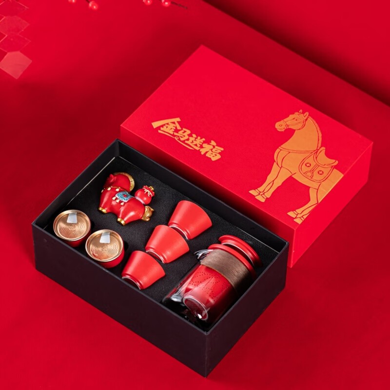 開門紅禮品快客杯馬年擺件七件套 開門紅禮品快客杯馬年擺件七件套